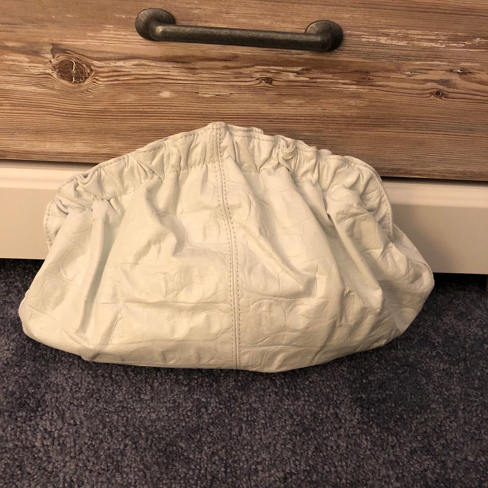 White Croc Embossed Crossbody Clutch Purse